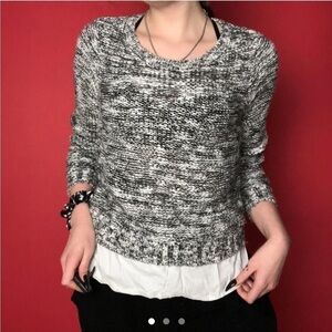 Grey sweater with built in white under layer 🤍🖤​​​​​​​​​​​​​​​​​​​​​​​